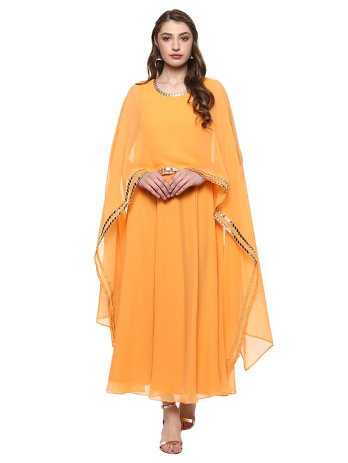 yellow georgette flared kurta - 14973660 - Standard Image - 1
