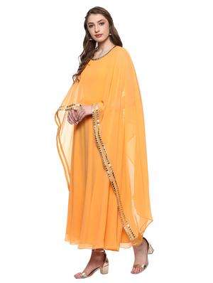 yellow georgette flared kurta - 14973660 - Standard Image - 2