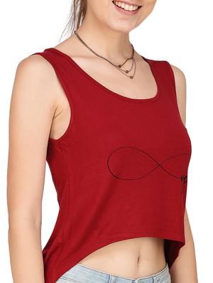maroon viscose printed crop top - 14979636 - Standard Image - 2