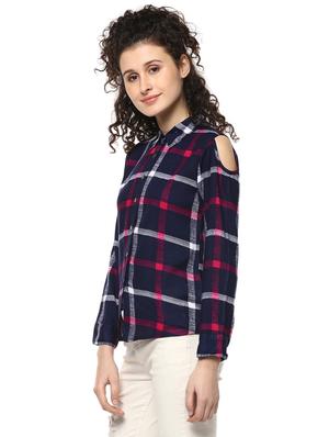 blue checkered rayon shirt - 14980416 - Standard Image - 2
