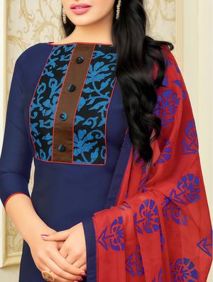 Printed unstitched churidaar suit - 14980430 - Standard Image - 2