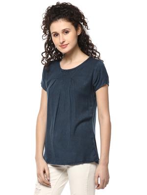 solid blue denim top - 14980496 - Standard Image - 2