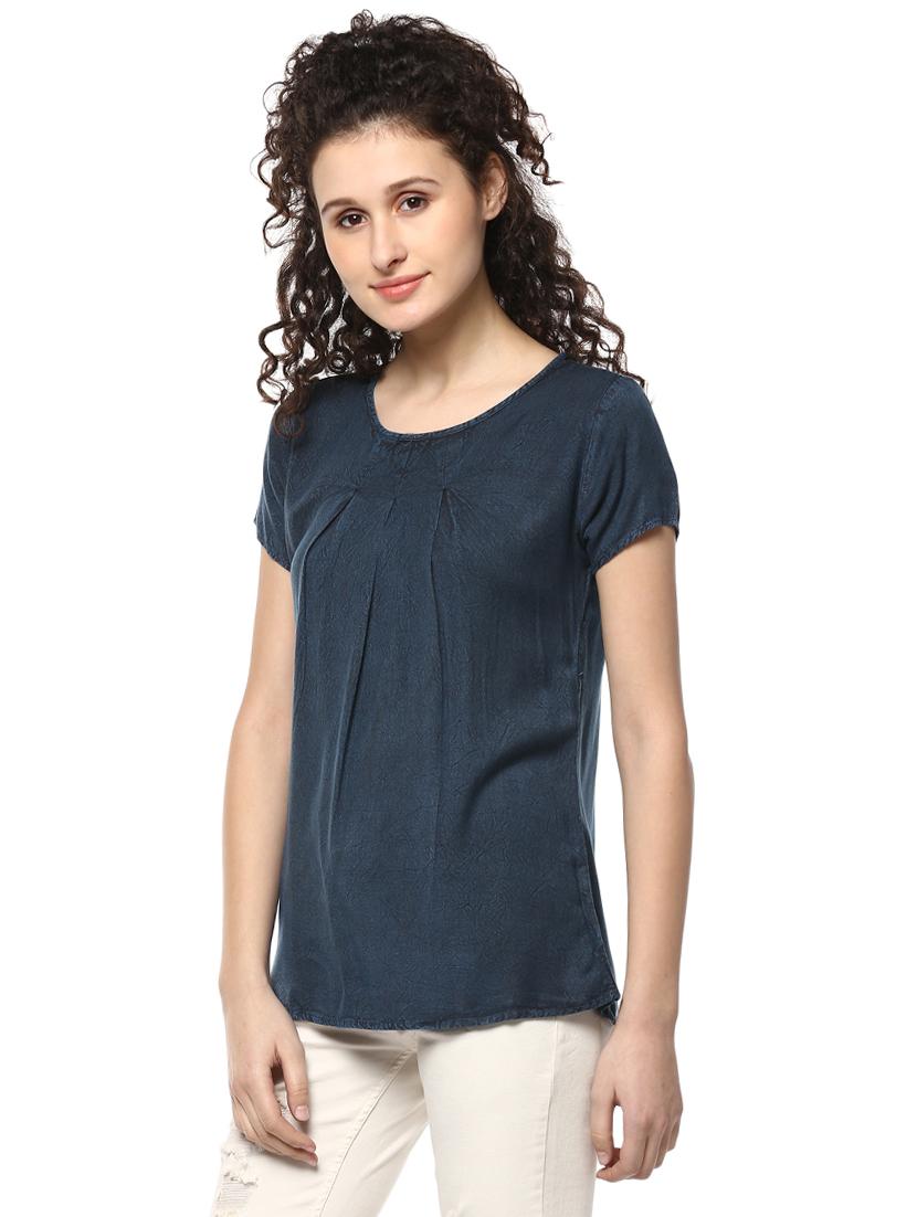 solid blue denim top - 14980496 - Zoom Image - 2