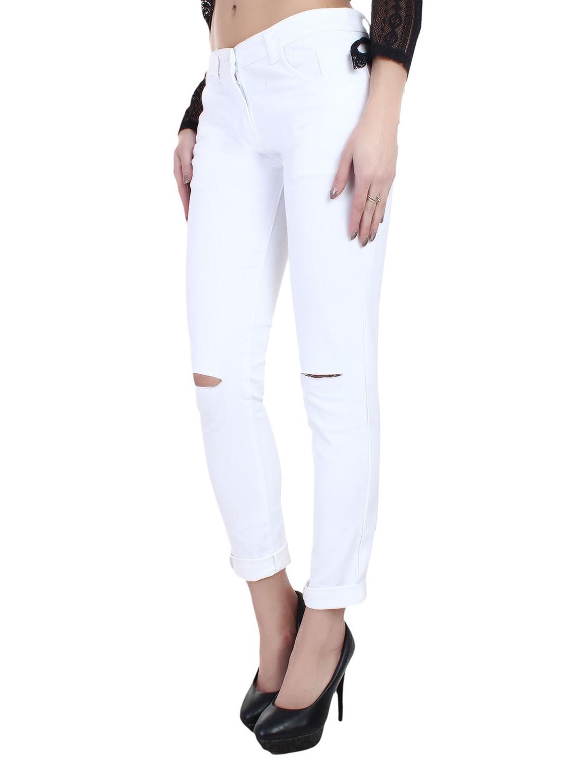 knee slit mid-rise jeans - 14980614 - Zoom Image - 2