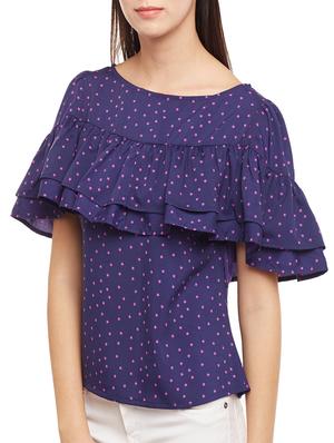 ruffled star print top - 14982675 - Standard Image - 2