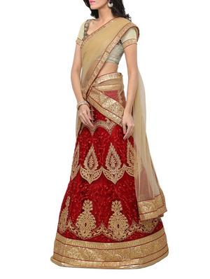 red net aline lehenga - 14984326 - Standard Image - 2