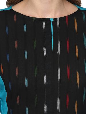 blue cotton flared kurta - 14984470 - Standard Image - 5