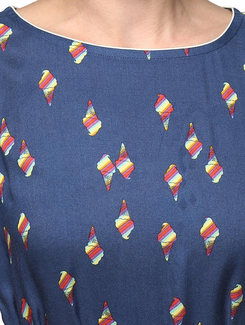 blue rayon high low kurta - 14984478 - Zoom Image - 5