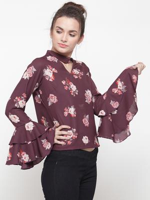 bell sleeved floral top - 14984837 - Standard Image - 2