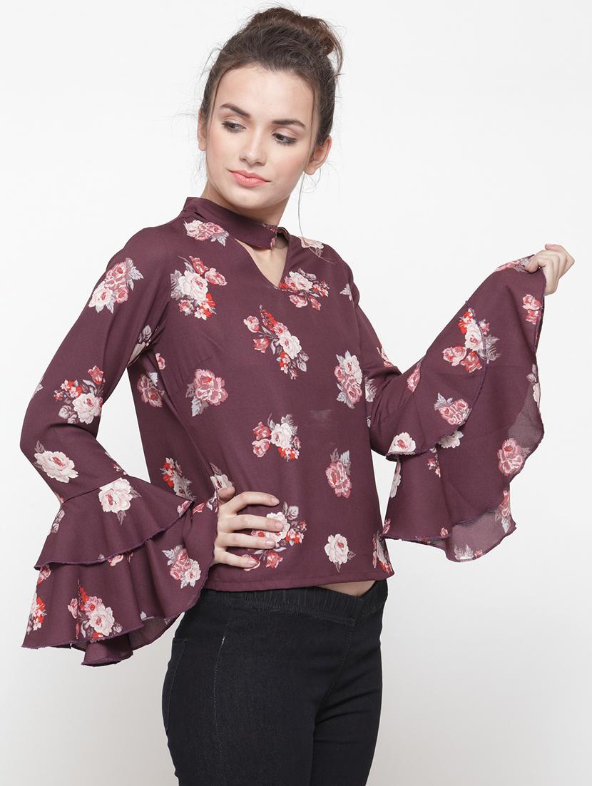 bell sleeved floral top - 14984837 - Zoom Image - 2