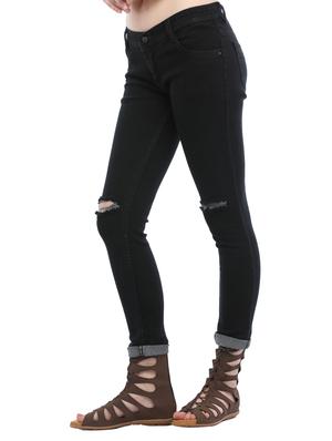 black denim knee slit jeans - 14985289 - Standard Image - 2