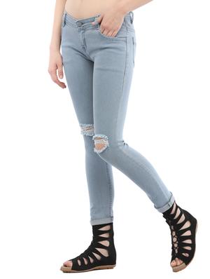 grey denim knee slit jeans - 14985290 - Standard Image - 2