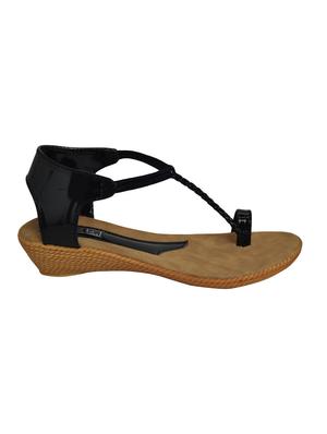 Hero Shoe Line Synthetic Leather Made Black Colored Wedges For Women's - 14986287 - Standard Image - 2