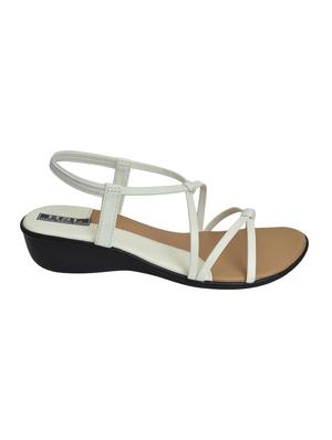 white faux leather back strap sandals - 14986294 - Standard Image - 2