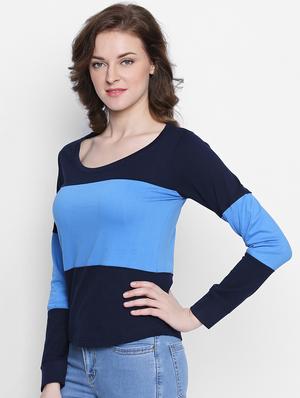 scoop neck color block tee - 14986844 - Standard Image - 2