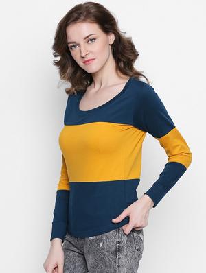 scoop neck color block tee - 14986847 - Standard Image - 2