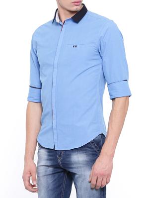 blue cotton casual shirt - 14986935 - Standard Image - 2
