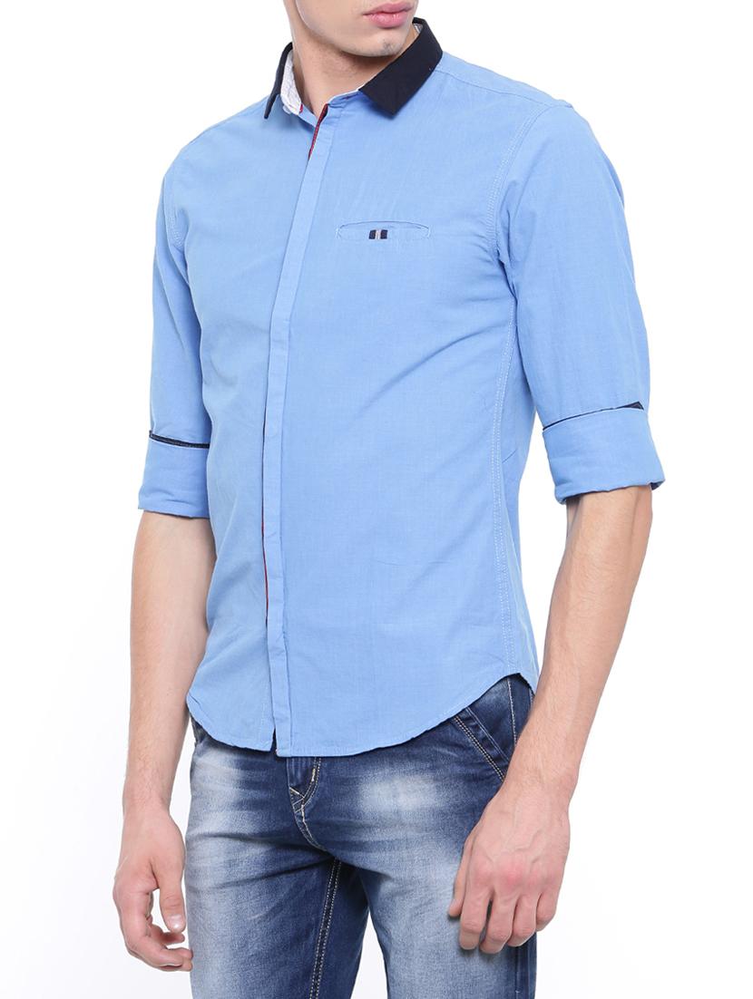 blue cotton casual shirt - 14986935 - Zoom Image - 2