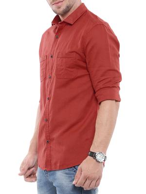 red linen casual shirt - 14987004 - Standard Image - 2