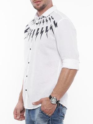 white linen casual shirt - 14987010 - Standard Image - 2