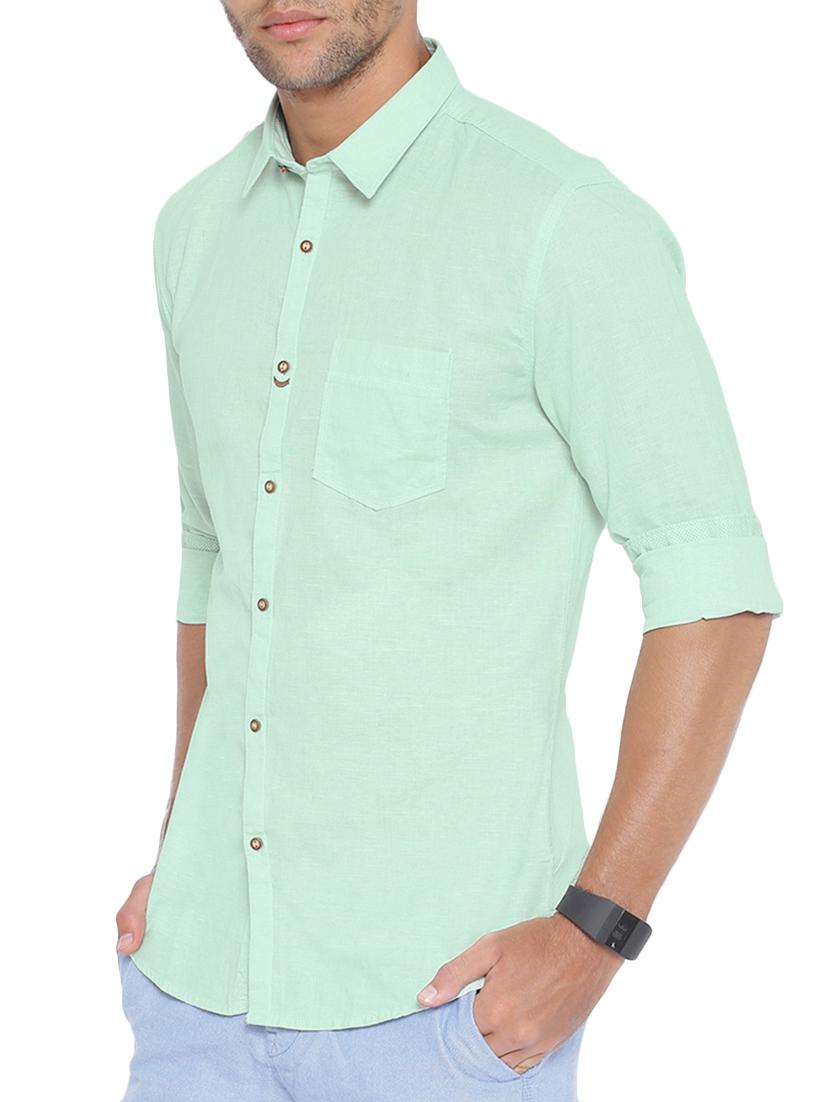 green cotton casual shirt - 14987041 - Zoom Image - 2