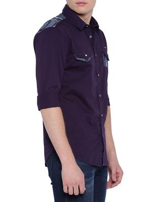 purple cotton casual shirt - 14987058 - Standard Image - 2