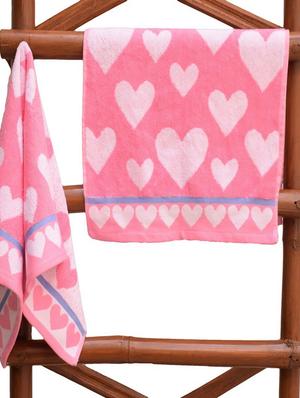 Hearts Cotton Hand Towel, 2 piece, 600 GSM, (Pink) - 14988258 - Standard Image - 2