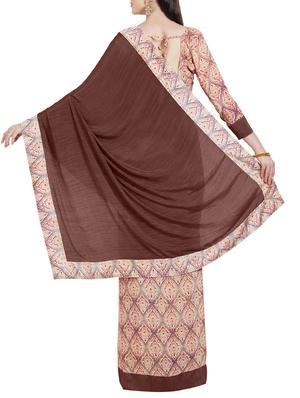 brown crepe half and half saree with blouse - 14988624 - Standard Image - 2