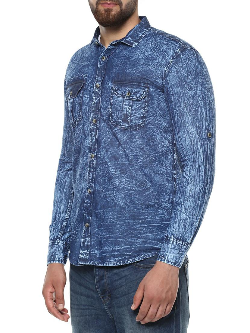 blue denim casual shirt - 14989947 - Zoom Image - 2