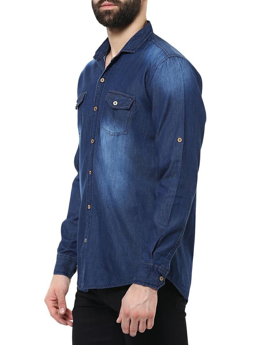 blue denim casual shirt - 14989948 - Zoom Image - 2