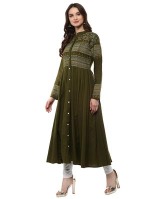 block printed flared kurta - 14990449 - Standard Image - 2