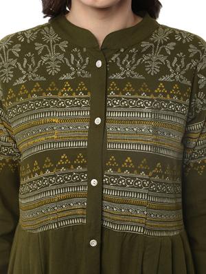 block printed flared kurta - 14990449 - Standard Image - 5