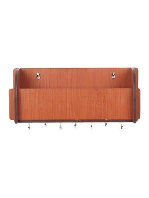 Long Pocket Shelf-Brown KeyHolder Wooden Key Holder (7 Hooks) - 14990913 - Standard Image - 2