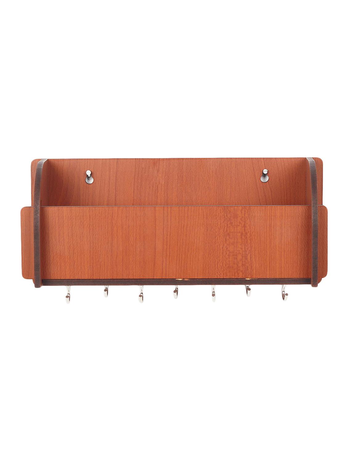 Long Pocket Shelf-Brown KeyHolder Wooden Key Holder (7 Hooks) - 14990913 - Zoom Image - 2