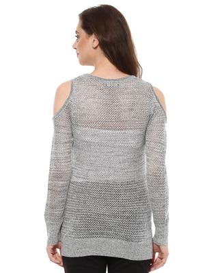 grey viscose cold shoulder top - 14991800 - Standard Image - 2