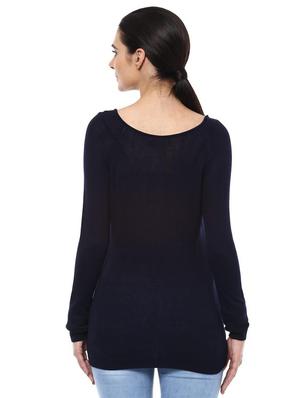 navy blue viscose solid pullover - 14991942 - Standard Image - 2