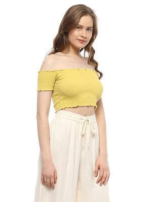 yellow off shoulder crop top - 14992005 - Standard Image - 2