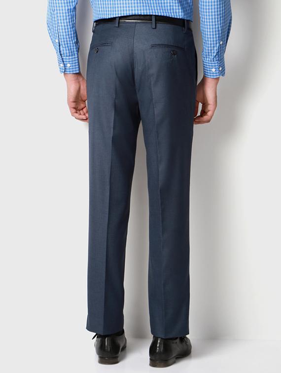 blue cotton blend flat front formal trouser - 14992654 - Zoom Image - 2