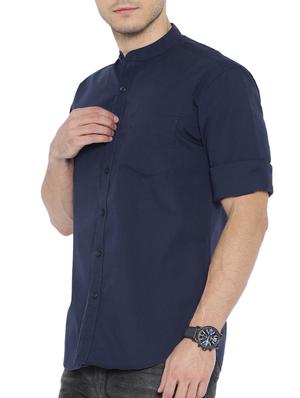 navy blue cotton casual shirt - 14992896 - Standard Image - 2