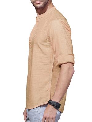 beige solid short kurta - 14992969 - Standard Image - 2