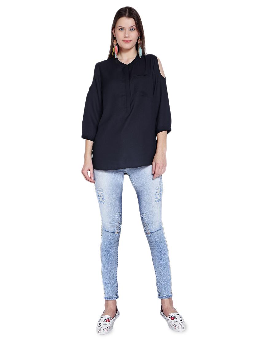 cold shoulder pin tucks detail top - 14993249 - Zoom Image - 5