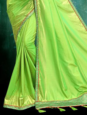 green silk bordered saree with blouse - 14994877 - Standard Image - 5