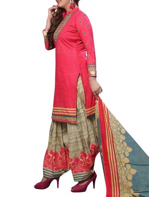 pink printed salwar suit unstitched suit set - 14996361 - Standard Image - 2