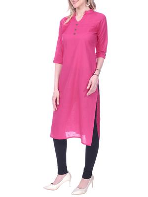 pink cotton solid kurta - 14996393 - Standard Image - 2