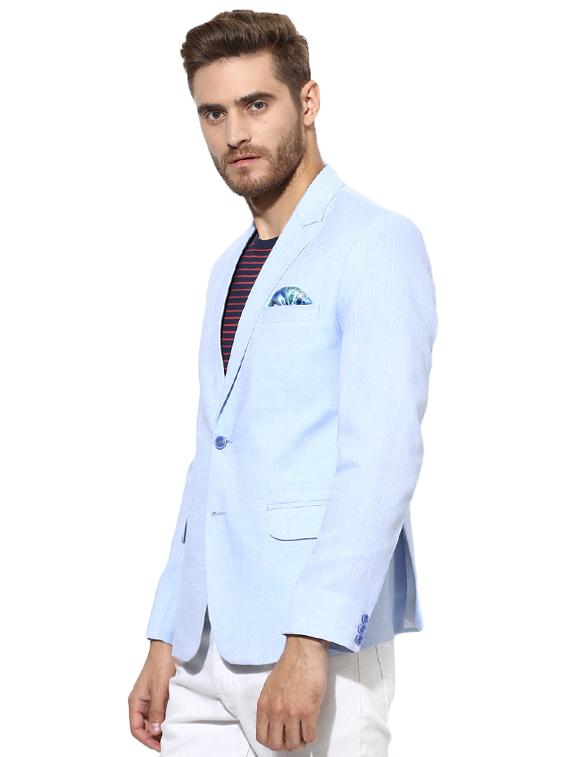 blue linen casual blazer - 14996406 - Zoom Image - 2