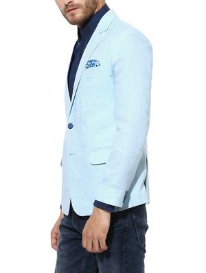 light blue linen casual blazer - 14996674 - Standard Image - 2