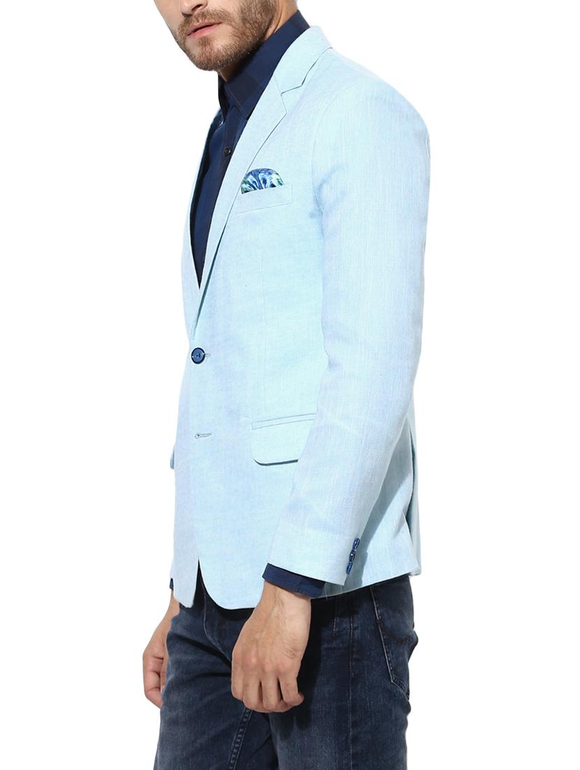 light blue linen casual blazer - 14996674 - Zoom Image - 2