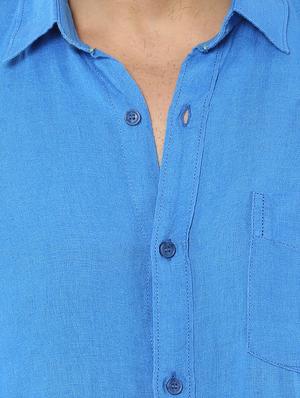 blue linen casual shirt - 14997383 - Standard Image - 5