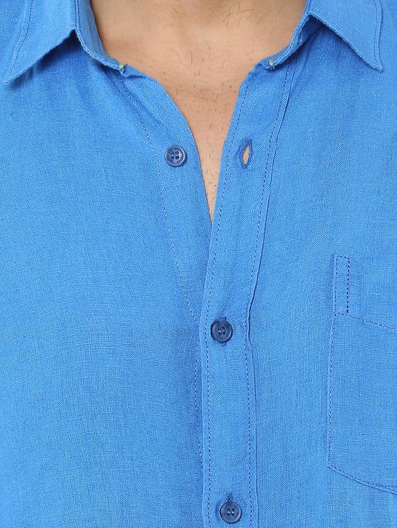 blue linen casual shirt - 14997383 - Zoom Image - 5