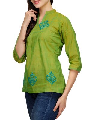 fuchsia designs green cotton straight kurti - 14999497 - Standard Image - 2